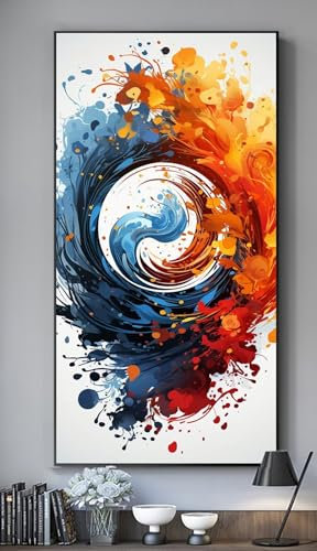Diamond Painting Yin Yang Diamant Painting Bilder Erwachsene Groß DIY Diamond Art Kinder Full Drill Diamond Painting Zubehör 5D Diamant Kunst Malerei Stickerei Bastelset Home Wand Decor 80x35 cm S670