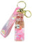 Porte-clés créatif en forme de bouteille de lait flottante en forme de panda, avec motif kawaii, liquide et sable mouvant pour filles, rose, taille unique