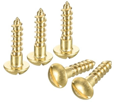 QUARKZMAN Vis à Bois M4 x 16mm à Tête Ronde Fendue en Laiton, Vis Autotaraudeuses pour le Travail du Bois, 40 Pièces