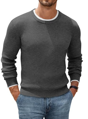 COOFANDY Men's Crew Neck Jumper Lightweight Sweater Knitted | Smart Casual Jumpers for Men UK,Round Neck Long Sleeve Sweater,Casual Business Pullover