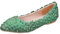 Jamron Womens Elegant Pointed Toe Flower Lace Pearls Bridal Shoes Pumps Soft Sole Ballet Flats Green SN070435 UK4
