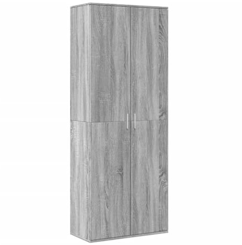VidaXL Buffet Haut Sonoma Gris 70x35x180 cm en Bois d'Ingénierie - Meuble de Rangement, Armoire Haute et Latérale pour Salon