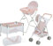 Olivia's Little World Polka Dot Princess Baby Doll 3pc Nursery Set - Crib, High Chair & Stroller, Pink & Gray