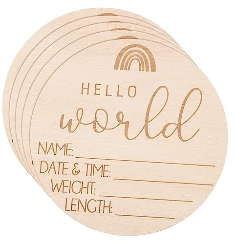 MERRYHAPY 5stücke Holzschild Zur Babygeburtankündigung Neugeborenen Namensschild Geburtsschild Fürs Kinderzimmer Announcement Sign Name Schild