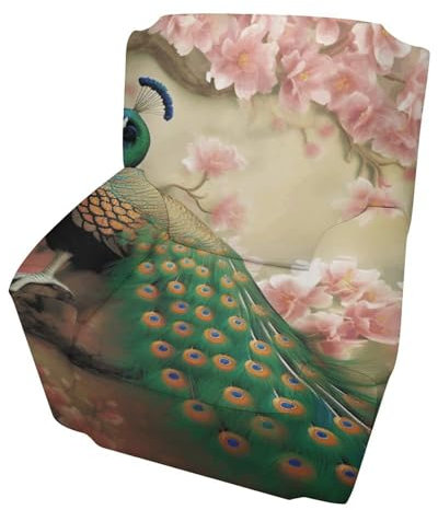 YKUDBN Sofabezug, orientalischer Pfau auf Blumenbaum-Druck, Couchbezug, Möbelschutz, Einzel-Sofabezug, Sofa-Schonbezug, Couch-Schonbezug