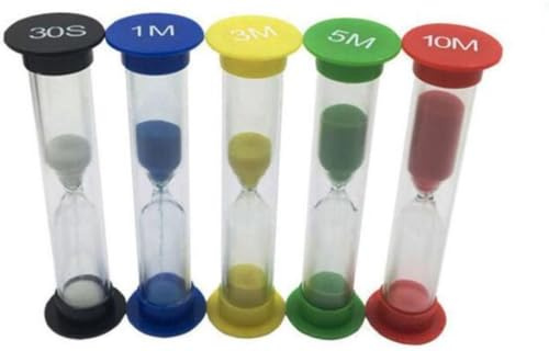***Set 5 Sanduhren – 30 Sekunden, 1, 3, 5 und 10 Minuten – Timer für Yoga, Duschen & Zähneputzen – von Heble® ***