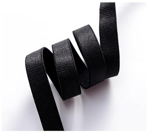 GreatRise Elastisches BH-Träger Gummiband Satin Gummiband Trim Dünn Gummiband, 4 Größe, für DIY Handwerk Basteln Nähen Unterwäsche BH-Träger Kleidung Gürtel Schwarz*1.2cm*Latex+Polyester Garn 3m