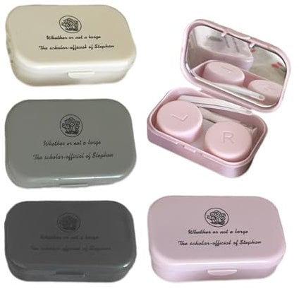 Anmahe 5PCS Contact Lenses Case Box, Portable and Leakproof Contact Lens Container with Mirror,Storage Boxs Tweezers Wearing Stick for Home Travel Outdoor