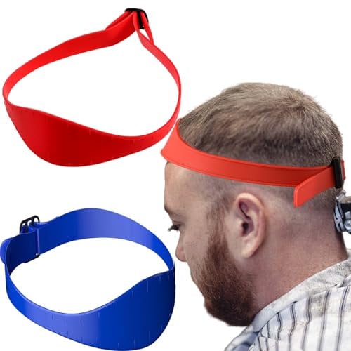 Self Haircut Hair Trimming Guide, Neckline Shaving Template, Flexible Curved Silicone Haircut Band, Shaving Template Home Hair Cutting Tool, Split Ends Trimmer Self Hair Cutters for Men (Blue)