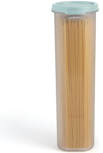 Contenedor alto transparente para pasta espaguetis con tapa. Organización multiusos de despensa de cocina y almacenamiento de alimentos para fideos, frijoles, pajitas, hermético, a prueba de fugas,