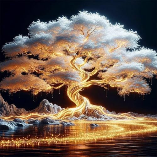 ZGDYi Baum des Lebens Diamond Painting 5D DIY Set, Bunter Lebensbaum, Rund Diamantmalerei für Erwachsene & Kinder, DIY Mosaik Kunst für Wanddeko, Vollbohrer,Anfängerfreundlich, Geschenkidee (30x30cm)