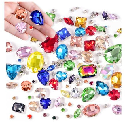 YZROHYI 130 Stück Strasssteine zum Aufnähen Bunt,Strasssteine für Textilien,Glitzersteine für Kleidung zum Nähen,Crystal Rhinestones,Kristalle zum Aufnähen,Schmucksteine zum Aufnähen,Edelsteine Nähen