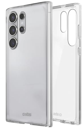 SBS Skinny Case Schutzhülle für Samsung S25 Ultra – kompatibel mit kabellosem Laden, Slim Design 0,3 mm, flexibel und robust, Schutz vor Stößen, Schutz vor Kameras, Material TPU, transparent