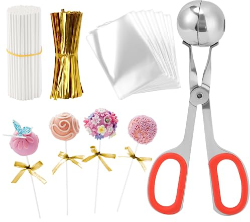 1001Pcs Lollipop Cake Pop DIY Supplies, Include 100Pcs Cake Pop Bags, 100Pcs Cake Pop Sticks, 800Pcs Twist Ties, 1Pc Making Tool, Cake Pop Treat Bag Set for Candies, Cookies, Chocolates
