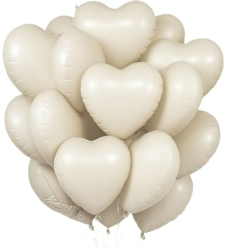 Herz Folienballons, 18 Zoll Herz Helium Luftballons,Herzluftballons Beige,Hochzeit Herzballons Herzform Folienluftballon, Herzluftballons Valentinstag Geburtstag Verlobung Muttertag