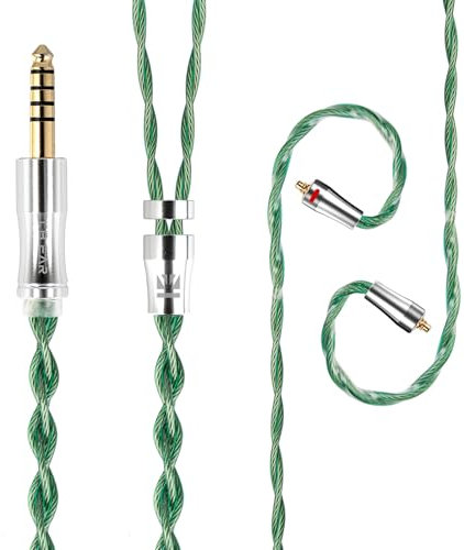 keephifi KBEAR Aegis IEM Kabel, HiFi-Kopfhörer 4-Adriges Versilbertes Kabel, 120 cm Kopfhörerkabel für Shu-re AONIC 215, U-E900, TIN-HIFI P1/ T2/ T3/ T4 Plus/ T2 EVO (MMCX, 4,4-mm Stecker)