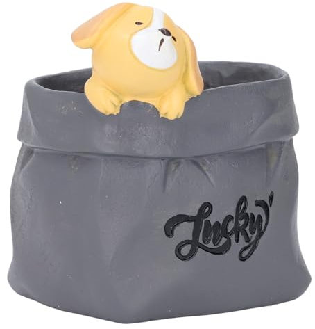 AYNEFY Niedliches Tier in Einkaufstasche Harz Schreibtisch-Deko Stiftehalter Sukkulenten Pflanzer mit Abriebfestem Material für Büro Schlafzimmer Zuhause (Hund)