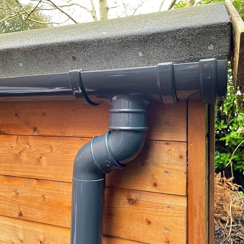 Plastic Bits 2u Complete Shed Gutter Kit, 112mm Half Round PVC Guttering System with Downpipe, White, diffrent Lengths (Anthracite Grey, 5 Meter)