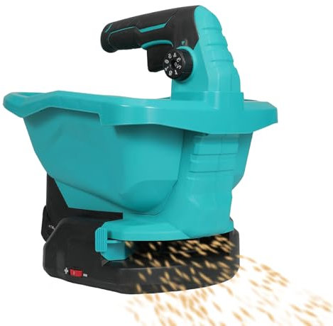 UOEONR Akku Düngerstreuer für Makita Akku 18V, Rasendünger streuer mit 3,3Liter Behälter, 140° Streuwinkel, 6-stufige Streugeschwindigkeit, 8-stufige Flussregelung, deckt bis zu 800 m² ab (Ohne Akku)