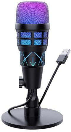 Generico Microfono PC Cuffie E Auricolari Wireless USB Con | Microfono USB Cuffie Auricolari Per PC Registrazione Streaming Podcast Musica Registrazione Streaming Podcast Musica