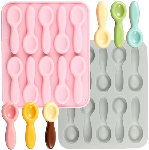 BOYANAN 10 Cavity Silicone Spoon Sweets Moulds Set of 2 | For Sweets Chocolate Cake Decoration