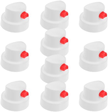 SHERCHPRY 10Pcs White Universal Spray Paint Can Nozzles High Flow Fan Spray Tips Easy-Use Aerosol Nozzle Attachments for Graffiti Waterproof Touch-Up Painting Accessories