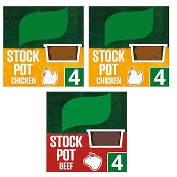 Stock Pot Chicken and Beef, Gluten-Free, 4x28g Each, Pack of 3