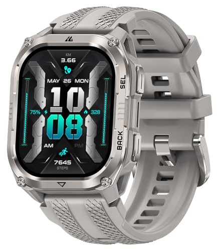 KOSPET PULSE 2 Smart Watch, GPS, 5 ATM & IP69 Waterproof, 15-Days Battery | 1.96'' AMOLED, Rugged Metal Bezel, Military Grade, Flashlight, Walkie-Talkie, Heart Rate Monitor, Compatible Android & iPhone