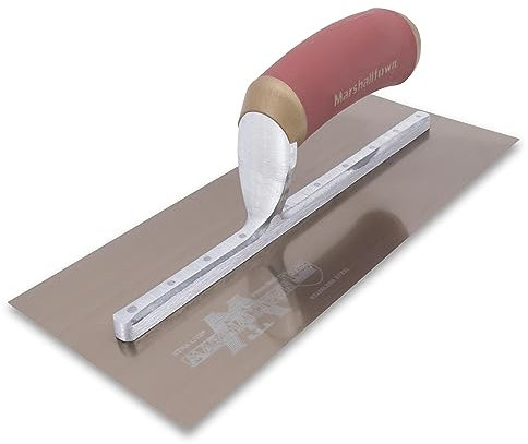 Marshalltown PermaShape Glättkelle, gebogene Form, aus Goldstahl, perfekt für Verputzer und Gipser, Maße der Kelle: 292x121 mm, PB4GSD