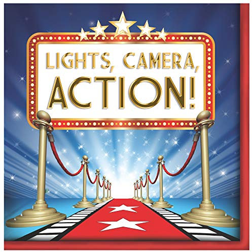 Creative Converting Lot de 16 serviettes de table Hollywood Lights - Rouge/bleu/blanc - 661607