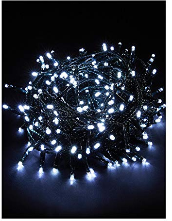 Best Artificial 200 Bright White LED's Black Cable Connectable Outdoor Christmas Waterproof String Lights (20m) with Low Voltage Plug