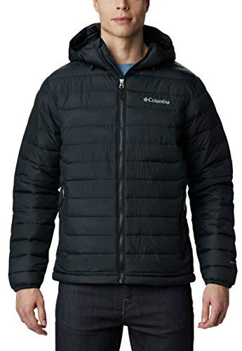 Columbia Powder Lite Hooded Jacket, Piumino Con Cappuccio Uomo, Nero, S