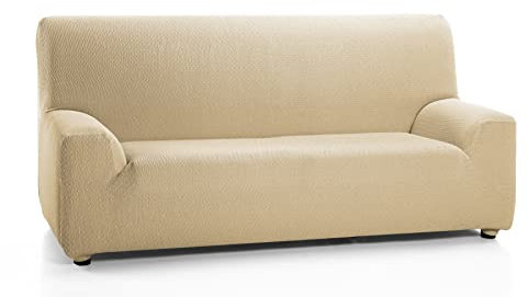 Martina Home Tunez Stretch-Sofabezug, Canvas (50 % Polyester, 45 % Baumwolle, 5 % Elasthan), Beige, 3-Sitzer (170 bis 220 cm)