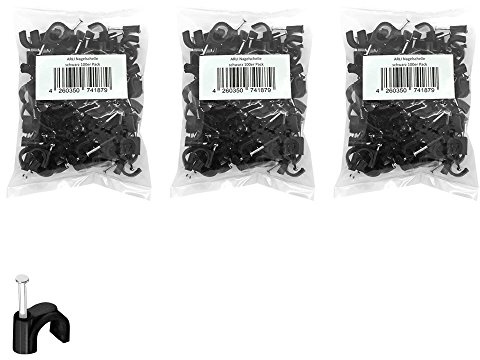 Nagelschelle 7mm 300x Kabelschelle schwarz allzweck Nagelschellen Rundschelle Kabelbefestigung Kabel Befestigung Nagel universal ARLI 300 Stück