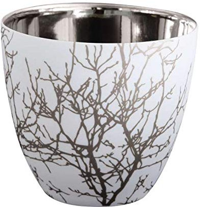 ASA 10101427 Xmas - Windlicht - Teelichthalter - Zweige - Weiss/Silber - Porzellan - Ø 7,2 cm