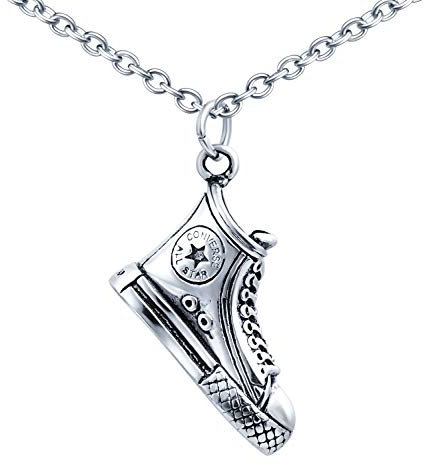 Feilok Retro Edelstahl Herren Halskette Kette Hip Hop Hiphop Biker Rocker Sport Schuh sneaker Anhänger für Männer Schmuck Zubehör Kettenlänge 55cm Silber