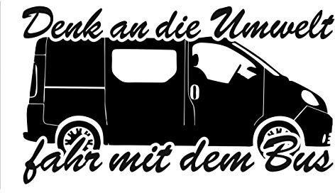 HR-WERBEDESIGN 1x Auto Aufkleber 20cm Denk an die Umwelt fahr mit dem Bus Fun Future Sticker
