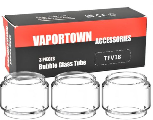 Vaportown Spare Bubble Glass Tube for Smok TFV18 Tank Transparent Fatboy Expansion Replacement V8 Bulb Glas for Smoktech Morph 2 Kit (3 Stück)