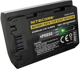 Nitecore NP-FZ100 - Batería para cámara Sony NP-FZ100, Compatible con Muchos Modelos de cámaras