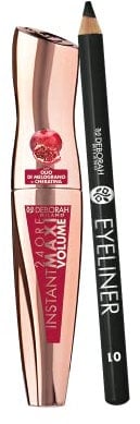 Deborah Milano Set - Include Mascara 24 Ore Instant Maxi Volume con Olio di Melograno, Nero, 12 ml + Matita Eyeliner 01 Nera