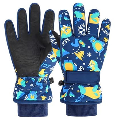 FAYHIJUN Handschuhe Kinder Winter Skihandschuhe für 2-13 Jahre Mädchen Jungen Fäustlinge Wasserdicht Winddichte Winterhandschuhe Fahrradhandschuhe Skifahren Snowboard (Indigo, XS (1-3 Jahre alt))