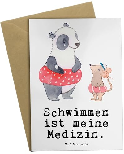 Mr. & Mrs. Panda Glückwunschkarte Otter Schwimmen - Geschenk, weihnachtskarten, osterkarten, kommunionskarte, Schwimmkurs, Wassersport, osterkarte, einladungskarten
