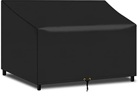 PATIO PLUS 3 Sitzer Gartenbank Sitzbezug wasserdicht Anti-UV, Heavy Duty 163x66x63/89cm für Gartenbank reißfestes 420D Oxford Gewebe (Schwarz)