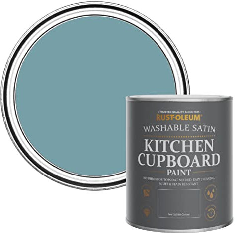 Rust-Oleum Blue Scrubbable Kitchen Cupboard Paint in Satin Finish - Pacific State 750ml