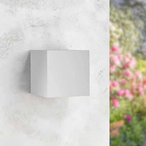 M Ledme - Aplique de pared Blanco exterior/interior LED 6W, 3000k Blanco cálido, haz de luz ajustable, IP54 Impermeable, ideal iluminación para Exterior, Jardín, Terraza, Patio, LM6197