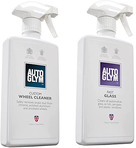 Autoglym Custom Wheel Cleaner, 500ml & Fast Glass, 500ml - Car Window Cleaner for Windscreen, Windshield, Window Cleaning, Mirrors and More