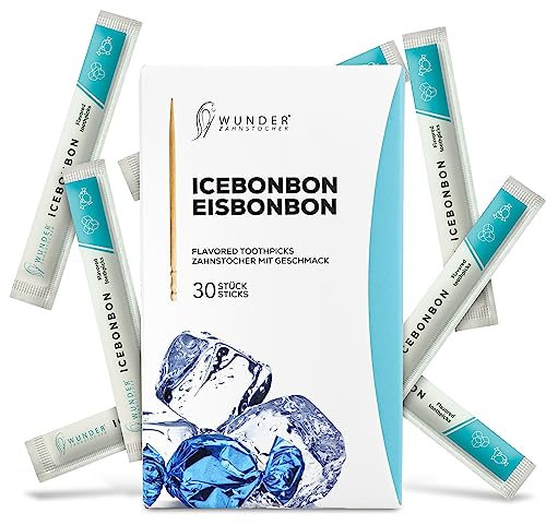 Wunder palillos de dientes con sabor - 30x palillos de dientes empaquetados individualmente - Aliento fresco - Palillos de dientes individuales con sabor (icebonbon)