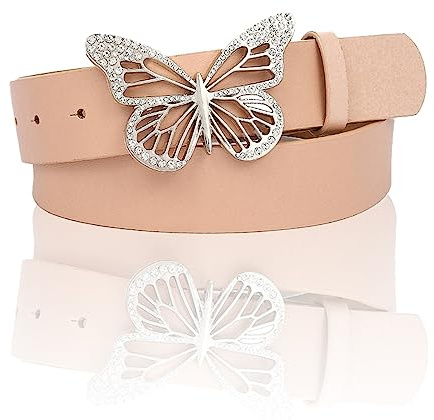 NiceYnn Ceinture pour Jeans Femme Cuir Imité 107cm Long Ceinture pour Anniversaire Casual S:Rose