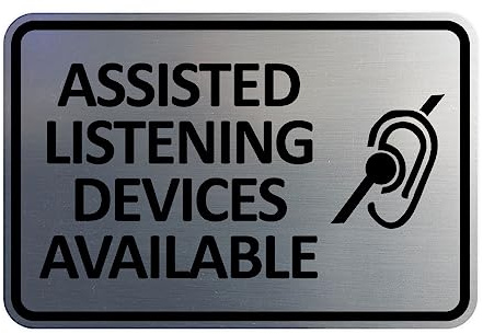 Signs ByLITA Classic Framed Assisted Listening Devices Available Sign (Brushed Silver) - Medium