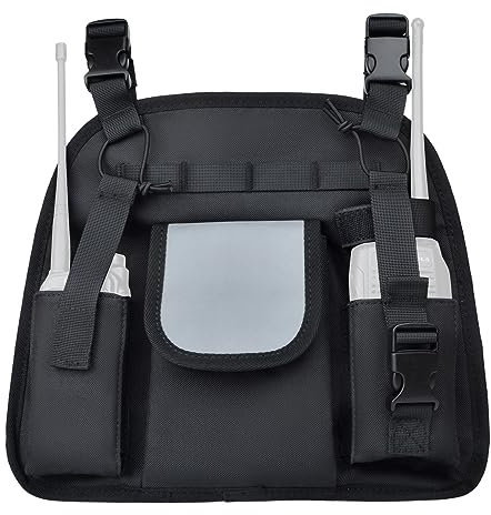 HYSHIKRA Radio Chest Harness, Heavy Duty Walkie-Talkie Tactical Holder Molle Pouch, Holster Nylon Bag for Baofeng UV5R Motorola Talkabout Yaesu Kenwood CB Two Way Radio